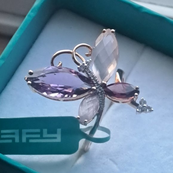 NWT Effy Gemstones Butterfly Ring in 14K Rose Gold - Picture 5 of 5